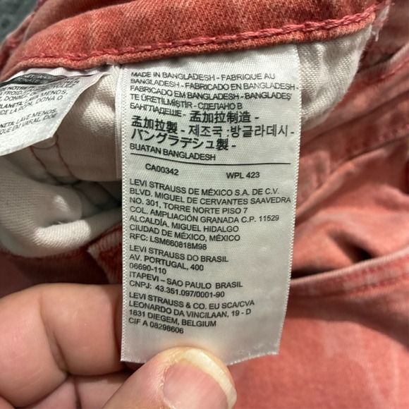 Levi's 511 Mens Straight Jeans Size 30x30 Coral Printed Denim Slim Fit Low Rise - Picture 6 of 10